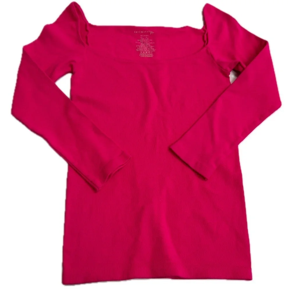 Free People Top Womens Medium Large Pink Clean Lines Square Neck Coquette